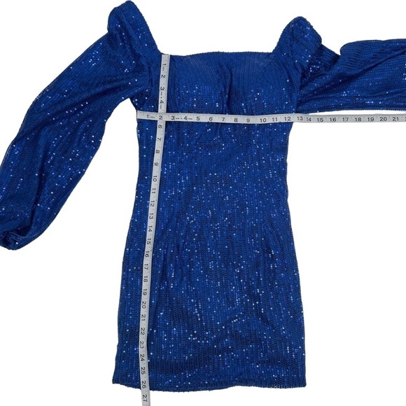 Xileiever Blue Sequin Long Sleeve Glitter Mini Dress Size 4 Women’s - Picture 7 of 7